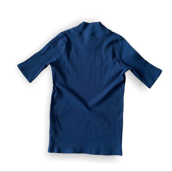 HATCH Navy Blue Ribbed Rowan Maternity Top-2 - Picture 6 of 9